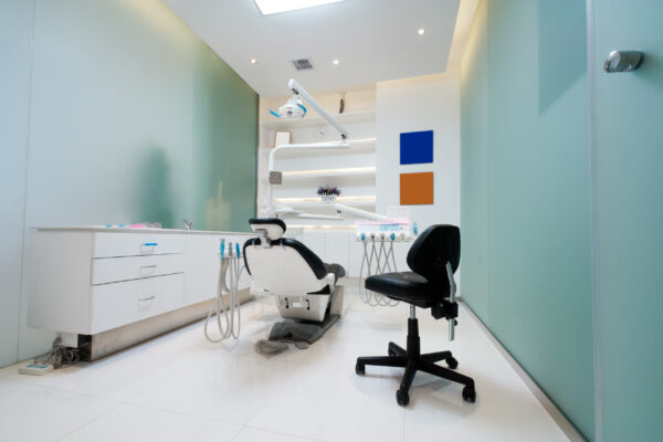 The white interior of a dentist office. Dentist office