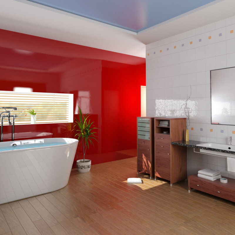 modern bathroom with a  tub (3D rendering)